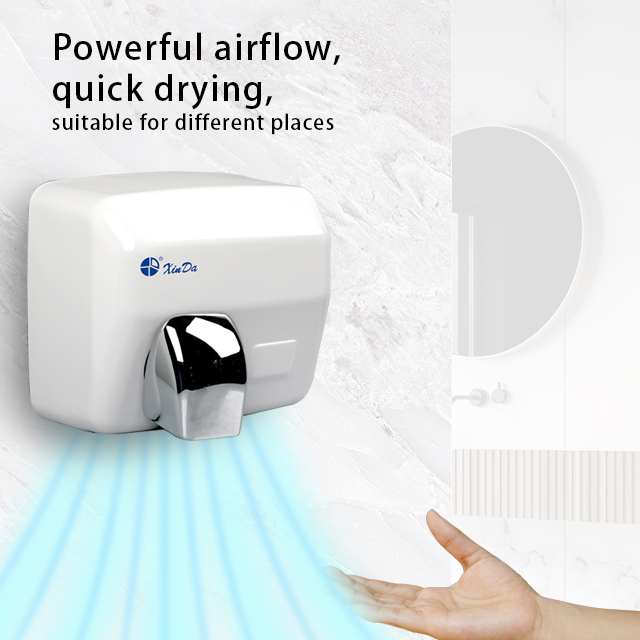 El secador de manos Xinda GSQ 250B estilo clásico (blanco) Sensor de inducción infrarrojo automático de acero inoxidable montado en la pared