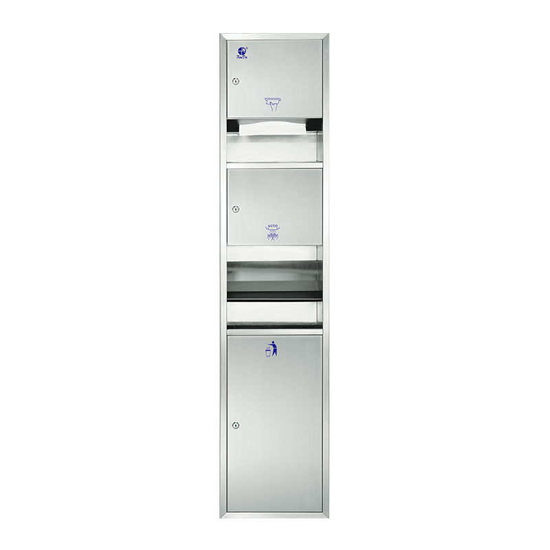 Dispensador de toallas de papel plegable múltiple 3 en 1, secador de manos automático y contenedor de basura