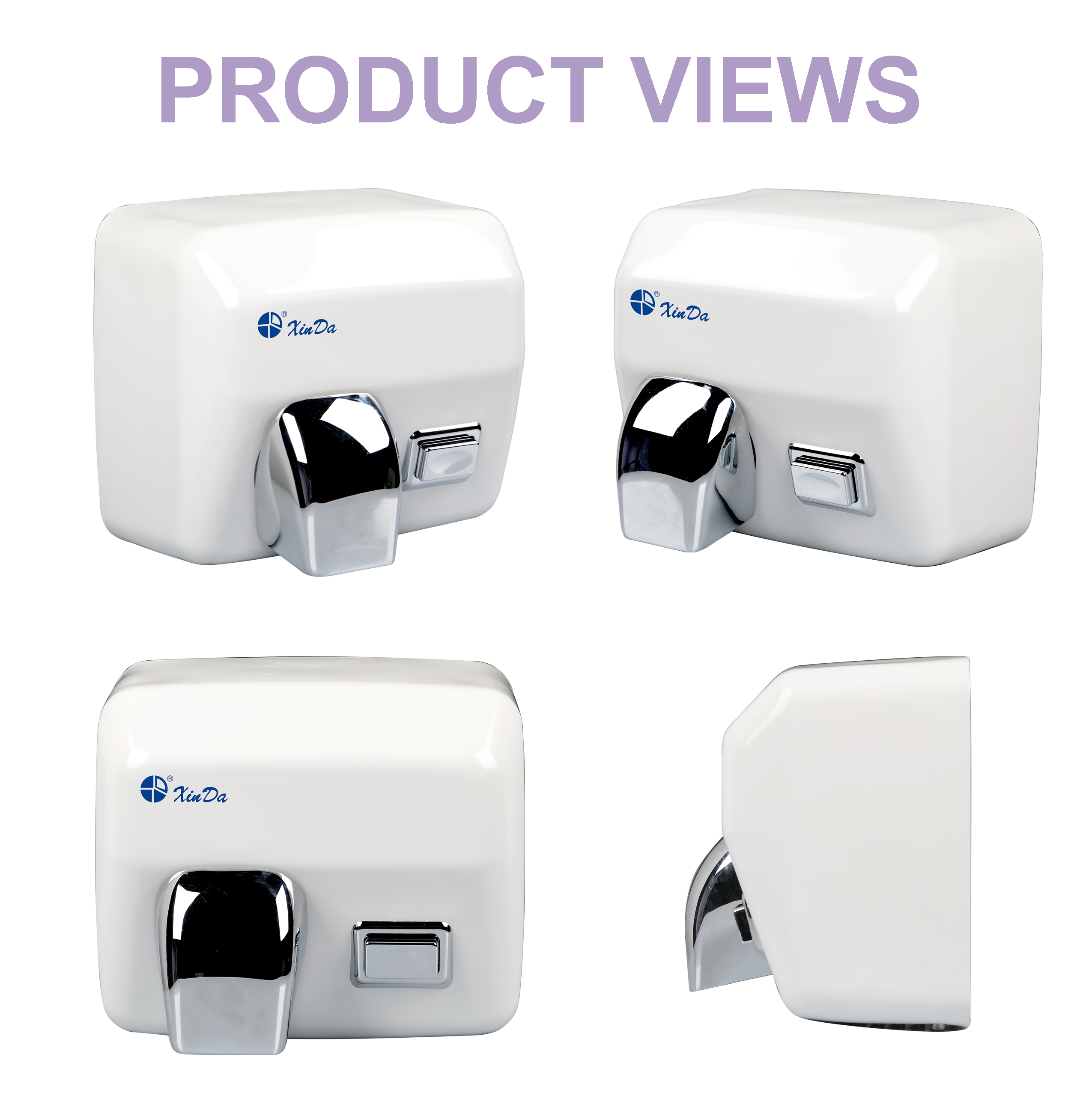 Secador de manos de chorro único de color blanco Secador de manos con pilas de inducción automática