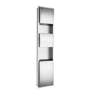 Dispensador de toallas de papel plegable de acero inoxidable, secador de manos y cubo de basura, combinación 3 en 1
